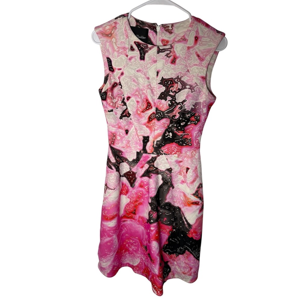 Monique Lhuillier Pink Abstract Sleeveless Dress | Size 4 - Picture 4 of 7